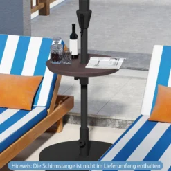 Verstellbarer Sonnenschirm-Tisch mit Schirmloch für 38-48mm Schirmstange Schirmtisch Kaffee