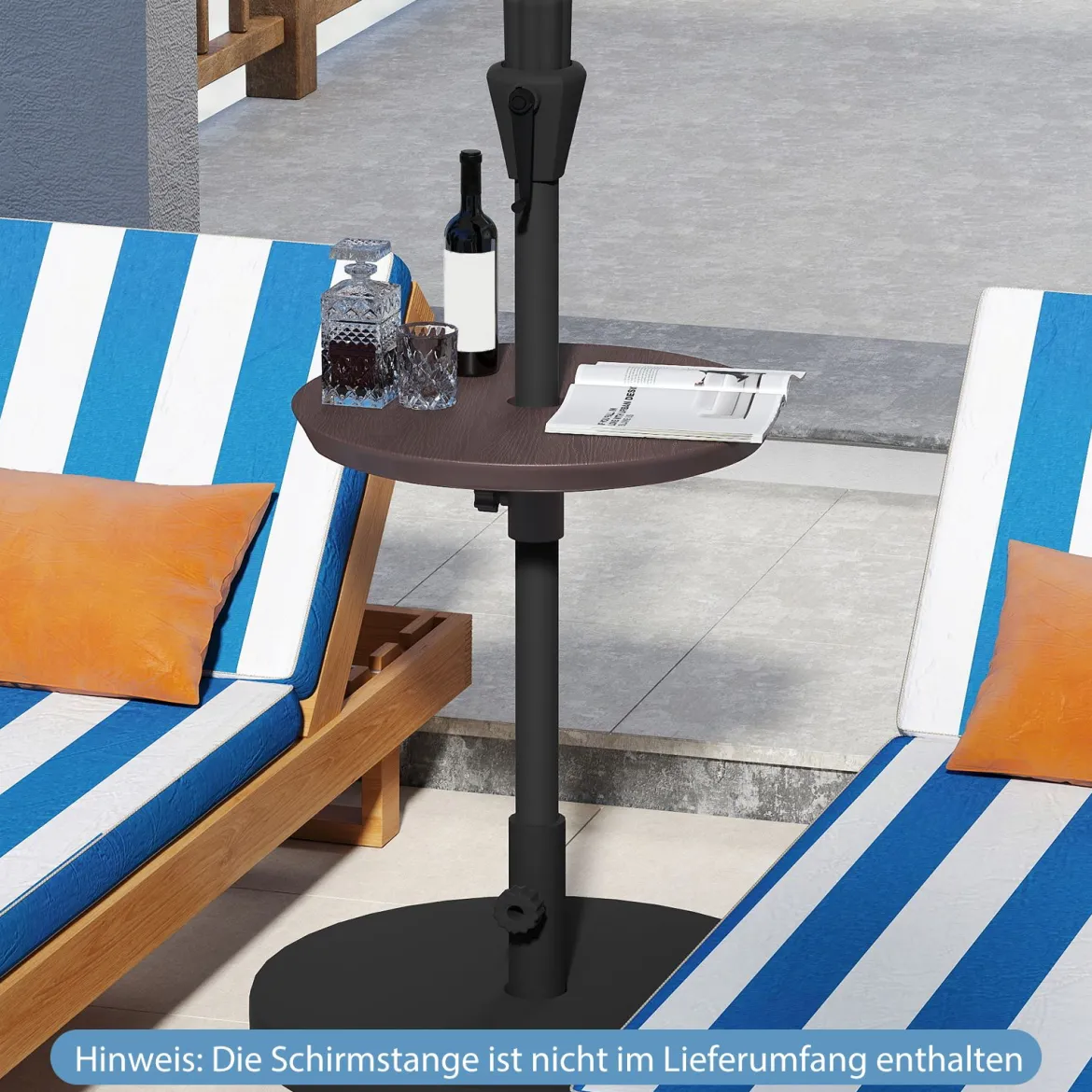 Verstellbarer Sonnenschirm-Tisch mit Schirmloch für 38-48mm Schirmstange Schirmtisch Kaffee