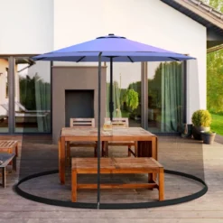 Verstellbares Moskitonetz für 270-300 cm Sonnenschirme Pavillon Insektenschutz Schwarz