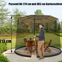 Verstellbares Moskitonetz für 270-300 cm Sonnenschirme Pavillon Insektenschutz Schwarz