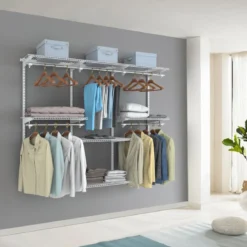 Verstellbares Schranksystem Wandschrank-System mit Kleiderstange einstellbarer Schrank Weiß