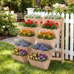 Vertikales Hochbeet mit 5 Etagen aus Tannenholz Blumenbeet mit Pflanzkästen Blumentreppe Natur