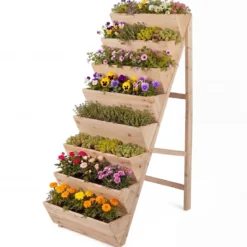 Vertikales Hochbeet mit 8 Etagen aus Tannenholz Blumenbeet mit Pflanzkästen Blumentreppe Natur