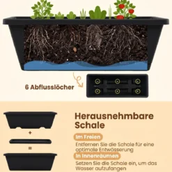 Vertikales Hochbeet mit Rollen 5 Etagen Blumentreppe aus Metall 57 x 68 x 117 cm