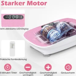 Vibrationsplatte mit 10 Geschwindigkeitsstufen & Fernbedienung Vibrationstrainer mit LED-Display Schwarz/Grau/Rosa/Weiß