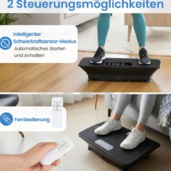 Vibrationsplatte Rüttelplatte mit Schwerkraftsensor & Fernbedienung Vibrationstrainer Schwarz/Grau