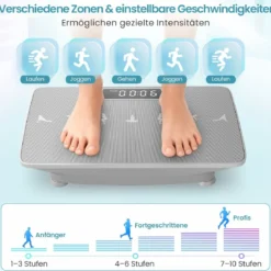 Vibrationsplatte Rüttelplatte mit Schwerkraftsensor & Fernbedienung Vibrationstrainer Schwarz/Grau