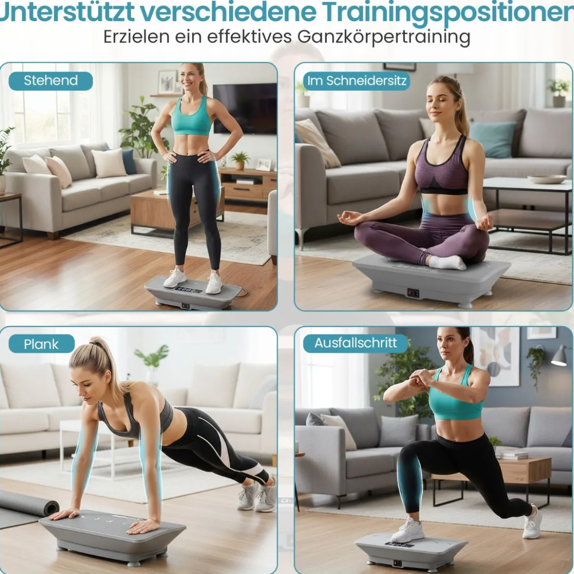 Vibrationsplatte Rüttelplatte mit Schwerkraftsensor & Fernbedienung Vibrationstrainer Schwarz/Grau