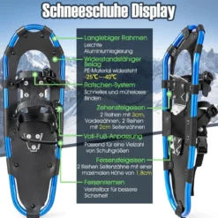 Vielseitiges Schneeschuhe-Set 63 cm ergonomische Schneeschuhe mit Doppel-Ratschenbindungssystem Blau