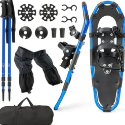 Vielseitiges Schneeschuhe-Set 63 cm ergonomische Schneeschuhe mit Doppel-Ratschenbindungssystem Blau