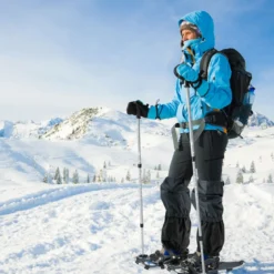 Vielseitiges Schneeschuhe-Set 63 cm ergonomische Schneeschuhe mit Doppel-Ratschenbindungssystem Silber