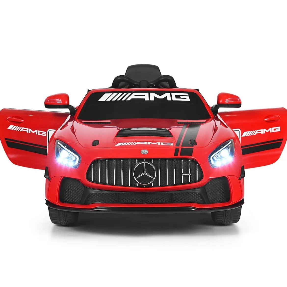 12V Kinderauto mit 2,4G Fernbedienung 3 Gang Elektroauto 3-5km/h mit LED Scheinwerfer Rot