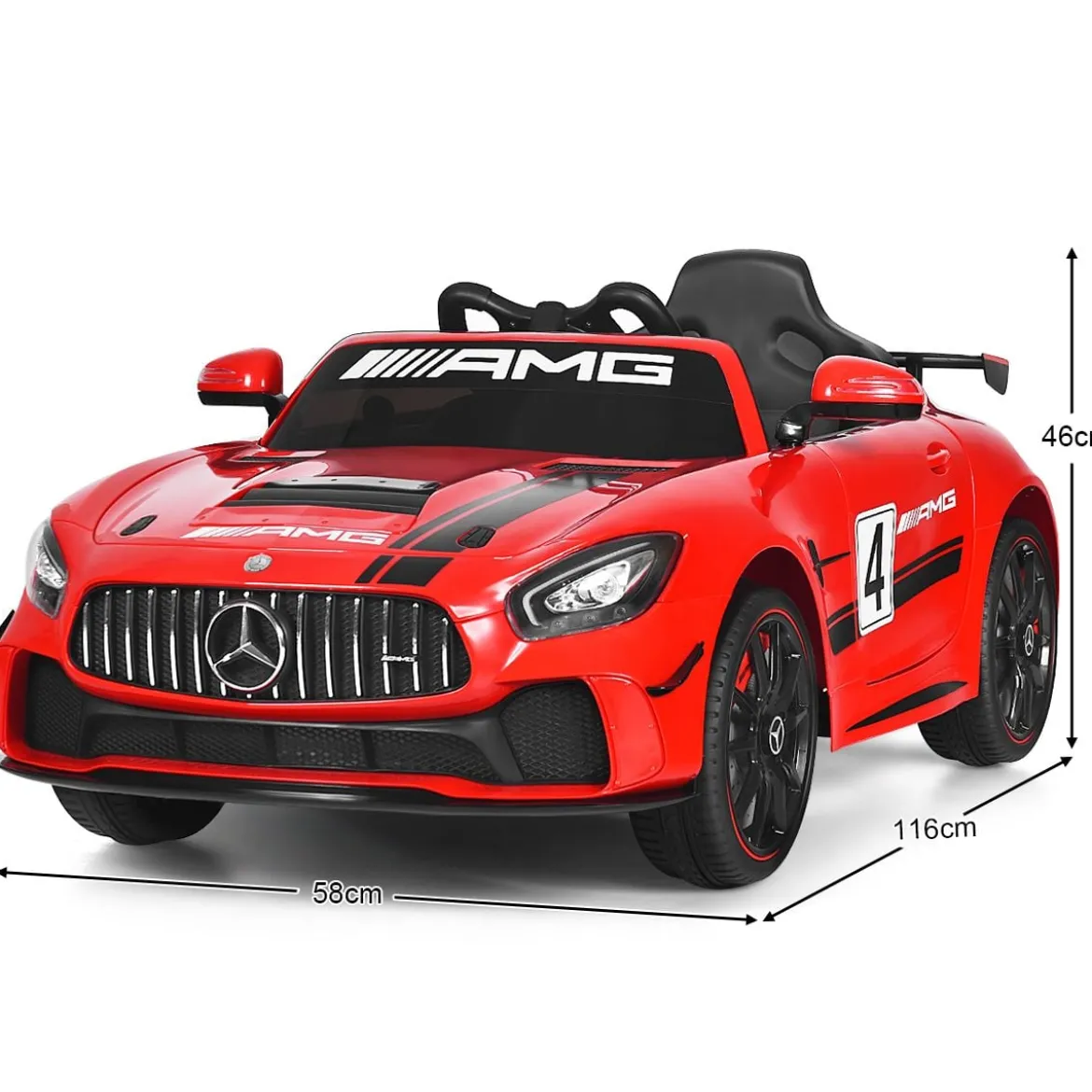 12V Kinderauto mit 2,4G Fernbedienung 3 Gang Elektroauto 3-5km/h mit LED Scheinwerfer Rot