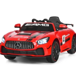 12V Kinderauto mit 2,4G Fernbedienung 3 Gang Elektroauto 3-5km/h mit LED Scheinwerfer Rot