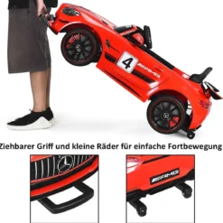 12V Kinderauto mit 2,4G Fernbedienung 3 Gang Elektroauto 3-5km/h mit LED Scheinwerfer Rot