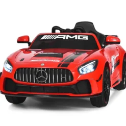 12V Kinderauto mit 2,4G Fernbedienung 3 Gang Elektroauto 3-5km/h mit LED Scheinwerfer Rot