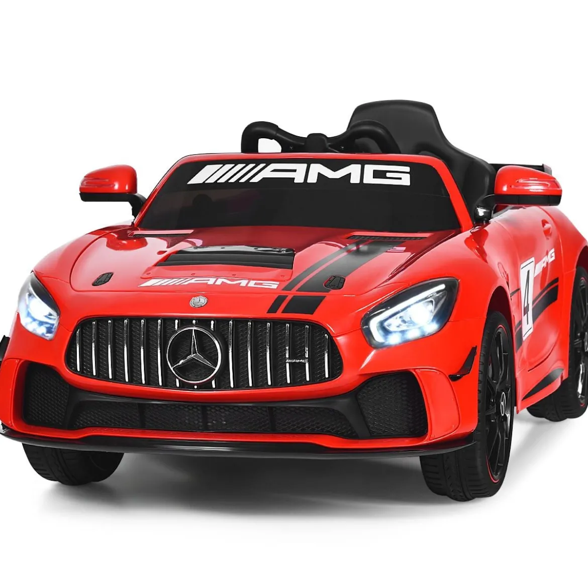 12V Kinderauto mit 2,4G Fernbedienung 3 Gang Elektroauto 3-5km/h mit LED Scheinwerfer Rot
