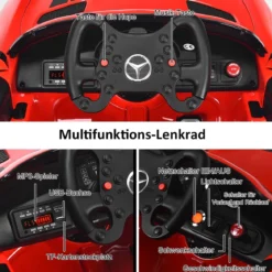 12V Kinderauto mit 2,4G Fernbedienung 3 Gang Elektroauto 3-5km/h mit LED Scheinwerfer Rot
