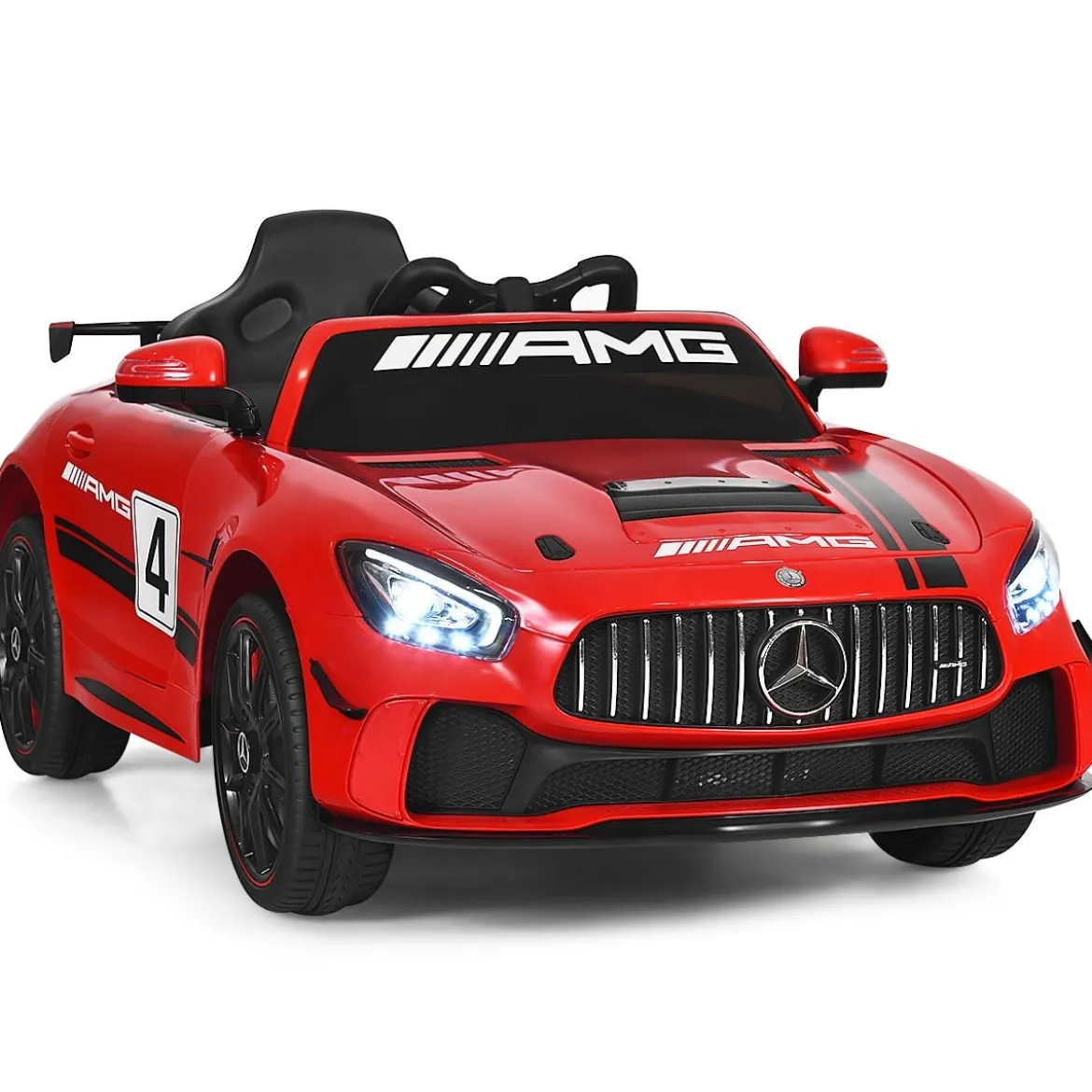12V Kinderauto mit 2,4G Fernbedienung 3 Gang Elektroauto 3-5km/h mit LED Scheinwerfer Rot