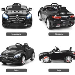 12V Kinderauto mit 2,4G-Fernbedienung Batteriebetriebenes Fahrzeug 120 x 70 x 52 cm Schwarz