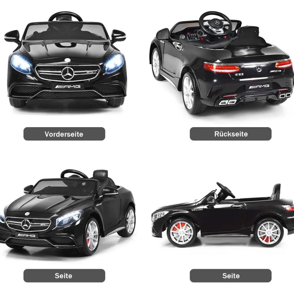 12V Kinderauto mit 2,4G-Fernbedienung Batteriebetriebenes Fahrzeug 120 x 70 x 52 cm Schwarz