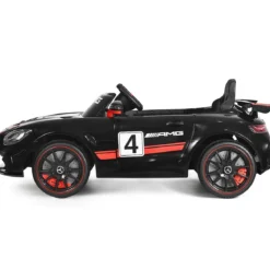 12V Kinderauto mit 2,4G Fernbedienung 3 Gang Elektroauto 3-5km/h mit LED Scheinwerfer Schwarz