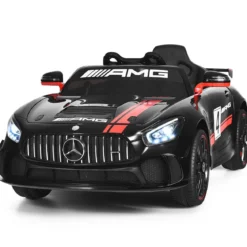 12V Kinderauto mit 2,4G Fernbedienung 3 Gang Elektroauto 3-5km/h mit LED Scheinwerfer Schwarz