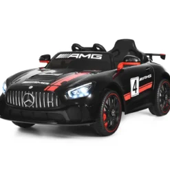 12V Kinderauto mit 2,4G Fernbedienung 3 Gang Elektroauto 3-5km/h mit LED Scheinwerfer Schwarz