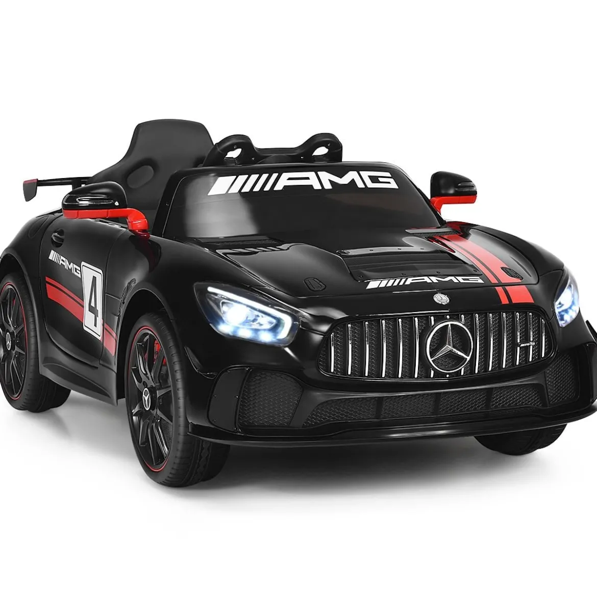 12V Kinderauto mit 2,4G Fernbedienung 3 Gang Elektroauto 3-5km/h mit LED Scheinwerfer Schwarz