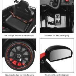 12V Kinderauto mit 2,4G Fernbedienung 3 Gang Elektroauto 3-5km/h mit LED Scheinwerfer Schwarz