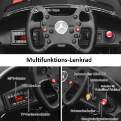 12V Kinderauto mit 2,4G Fernbedienung 3 Gang Elektroauto 3-5km/h mit LED Scheinwerfer Schwarz