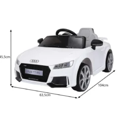 12V Kinderauto mit 2 Motoren und MP3 und Musik 104 x 63,5 x 45,5 cm Weiß