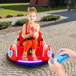 12V Kinder Autoscooter 360 Grad Drehung mit Musik & Lichtern & Fernbedienung