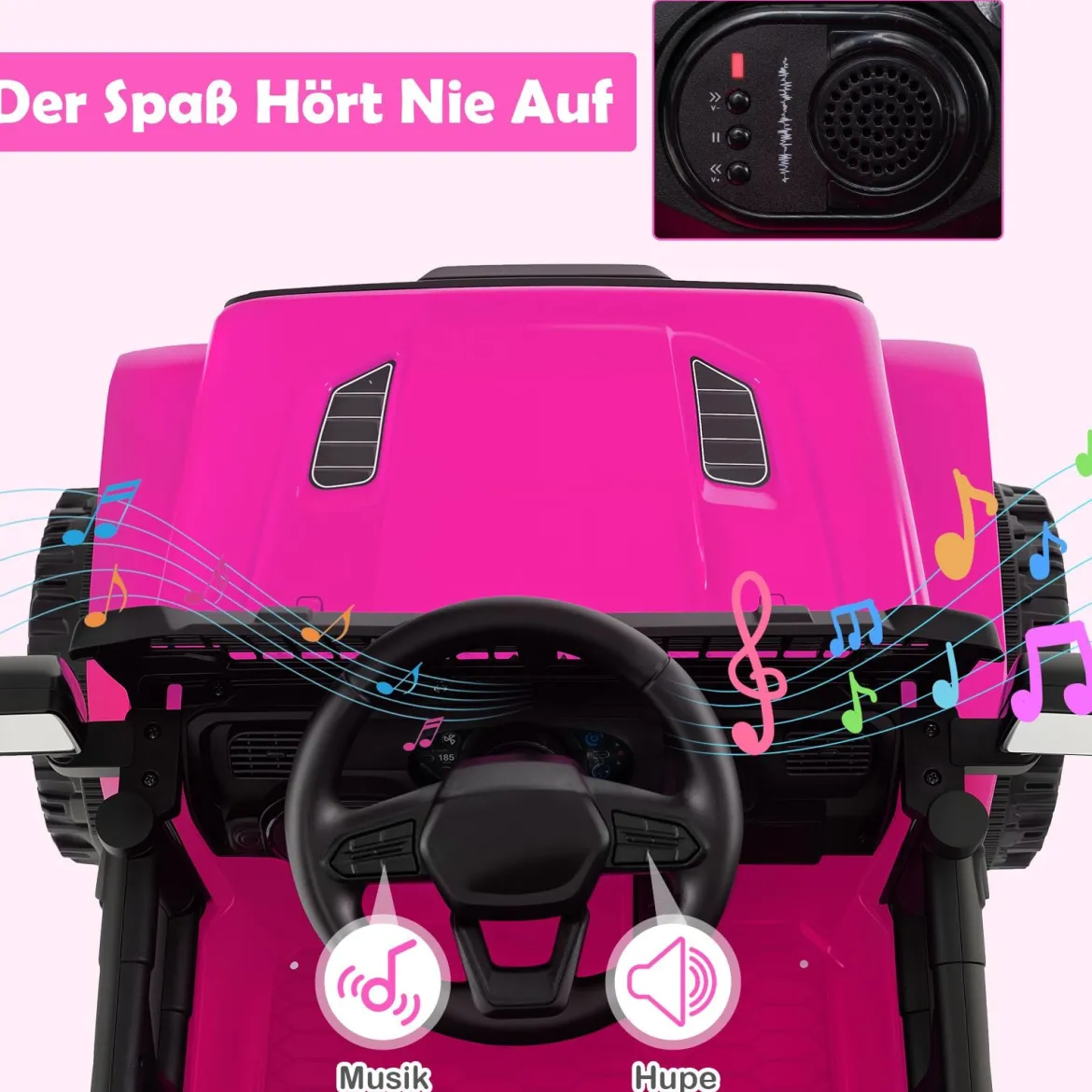 12V Kinder Elektroato Elektro Kinderauto mit Fernbedienung & Musik & Hupe & LED-Lichter Rosa