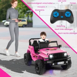 24V Kinder Elektroauto Kinderauto elektrisch 2 Sitzer 77 x 115 x 67 cm Rosa
