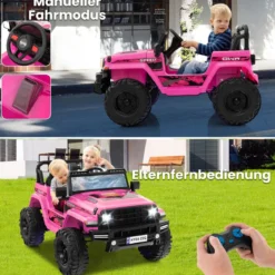 24V Kinder Elektroauto Kinderauto elektrisch 2 Sitzer 77 x 115 x 67 cm Rosa