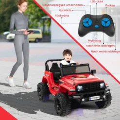24V Kinder Elektroauto Kinderauto elektrisch 2 Sitzer 77 x 115 x 67 cm Rot