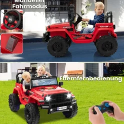 24V Kinder Elektroauto Kinderauto elektrisch 2 Sitzer 77 x 115 x 67 cm Rot
