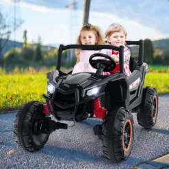 24V Kinder Elektroauto mit Fernbedienung 2-Sitzer Elektrisch Kinderauto Elektrofahrzeug Schwarz