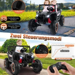 24V Kinder Elektroauto mit Fernbedienung 2-Sitzer Elektrisch Kinderauto Elektrofahrzeug Schwarz