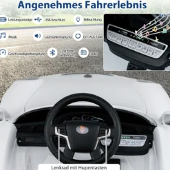 12V Kinder Elektroauto mit Fernbedienung & Soft-Start Lizenzierter Porsche Elektrofahrzeug Weiß