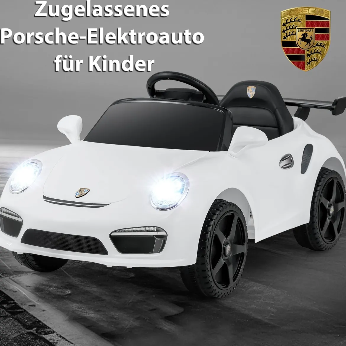 12V Kinder Elektroauto mit Fernbedienung & Soft-Start Lizenzierter Porsche Elektrofahrzeug Weiß