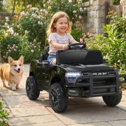 12V Kinder Elektroauto RAM 3500 mit 2 25W Motoren für Kinder ab 3 Jahren 3,1-5 km/h Schwarz