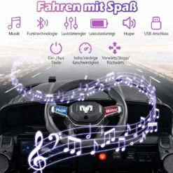 12V Kinder Elektroauto RAM 3500 mit 2 25W Motoren für Kinder ab 3 Jahren 3,1-5 km/h Schwarz