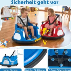 12V Kinder Elektro-Bumpercar batteriebetriebenes Fahrzeug mit blinkenden Lichtern Fernbedienung Blau