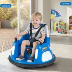 12V Kinder Elektro-Bumpercar batteriebetriebenes Fahrzeug mit blinkenden Lichtern Fernbedienung Blau