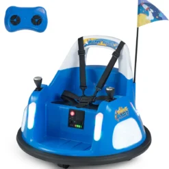 12V Kinder Elektro-Bumpercar batteriebetriebenes Fahrzeug mit blinkenden Lichtern Fernbedienung Blau