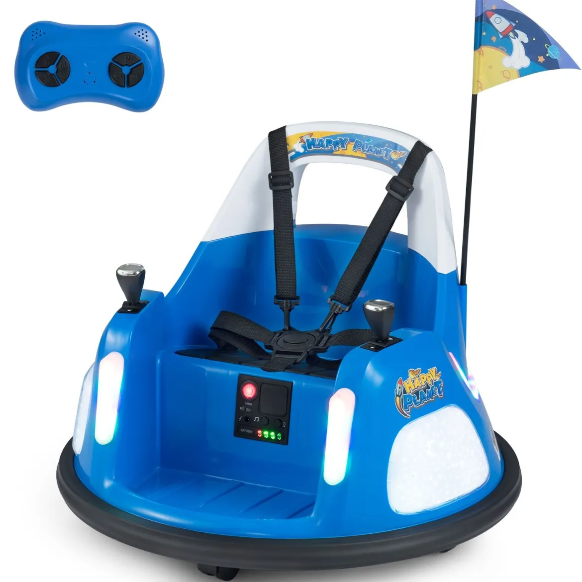 12V Kinder Elektro-Bumpercar batteriebetriebenes Fahrzeug mit blinkenden Lichtern Fernbedienung Blau