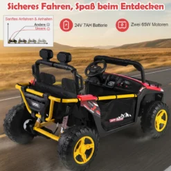 24V Kinder Elektrofahrzeug 2-Sitzer Elektroauto mit Hupe Musik & Licht Kinderfahrzeug mit Fernbedienung Rot