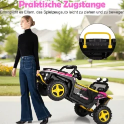 24V Kinder Elektrofahrzeug 2-Sitzer Elektroauto mit Hupe Musik & Licht Kinderfahrzeug mit Fernbedienung Rosa